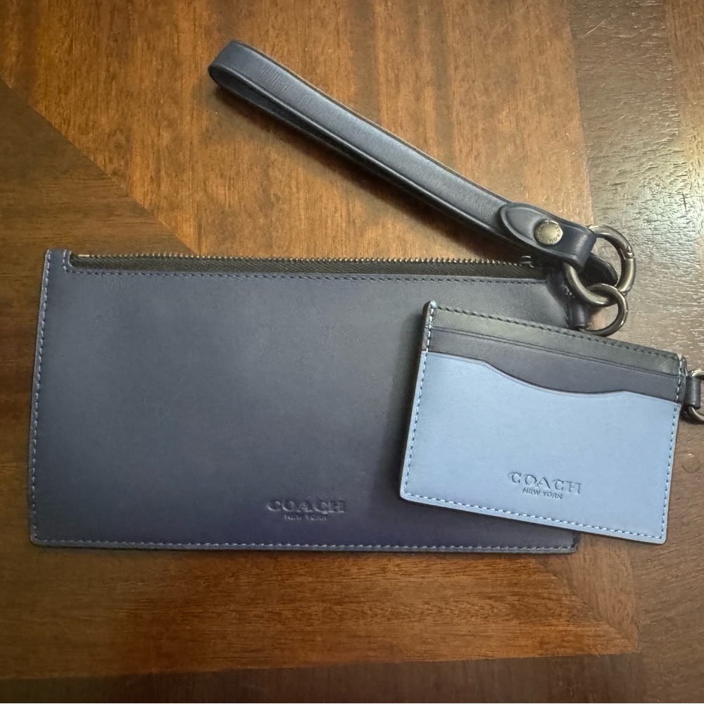 Coach Dark Blue Wristlet and Card Holder